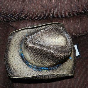 Peter Grimm Sunset drifter Peacock Band tea stained cowgirl/boy hat NWT!